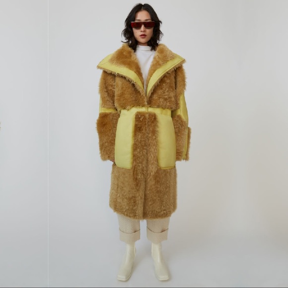 ACNE Studios Lamb Shearling Sheepskin coat teddy bear Green Brown - Picture 6 of 16